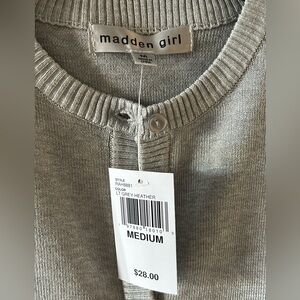 Madden Girl Medium Light Grey Heather Crew Cardigan